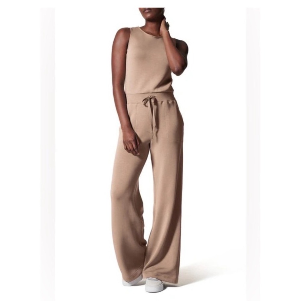 SPANX AirEssentials Sleeveless Wide Leg Jumpsuit XL Fawn Tan